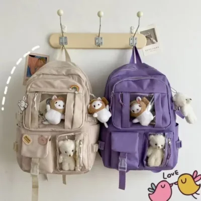 Trendy Large Student Backpack – Ins Cute PVC School Bag for Girls